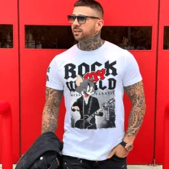 T-shirt Heren - Tomcat Rock My World - Wit
