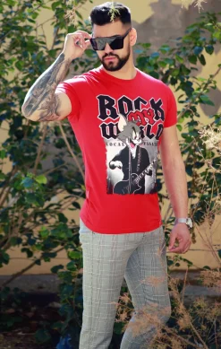 T-shirt Heren - Tomcat Rock My World - Rood