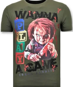 T-shirt Heren - Wanna Play A Game - Groen