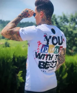 T-shirt Heren - Wanna Play A Game - Wit