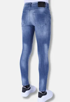 Washed Torn Jeans Heren - Slim Fit -1095- Blauw